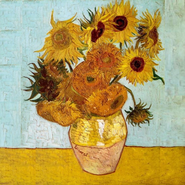 3D Strukturiert Sonnenblume Vase Van Gogh Stil Malerei