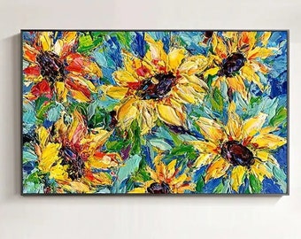 Acryl Blüte Sonnenblumen Palettenmesser Wandkunst