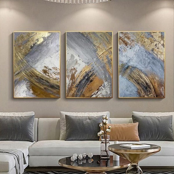 Gray and Gold Painting Etsy