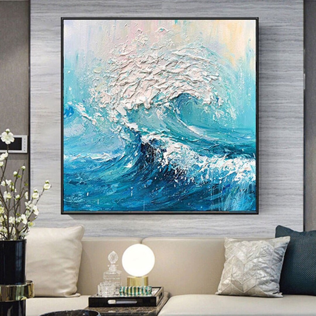 Cresting Splendor, Majestic Wave, Hand-painted Abstract Wall Art ...