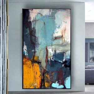 Urban Abstract: Vibrant Hues in Chaos, Hand Painted Artwork, Bold Expressionist Wall Piece