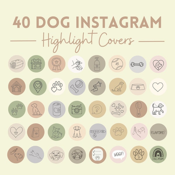 40 Dog Instagram highlight covers | Dog Instagram icons | Dog business icon | Dog Instagram designs | Pet Instagram highlight covers