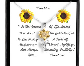 Wedding gift for daughter in law, sunflower necklace for daughter in law, gift for daughter in law from mother in law