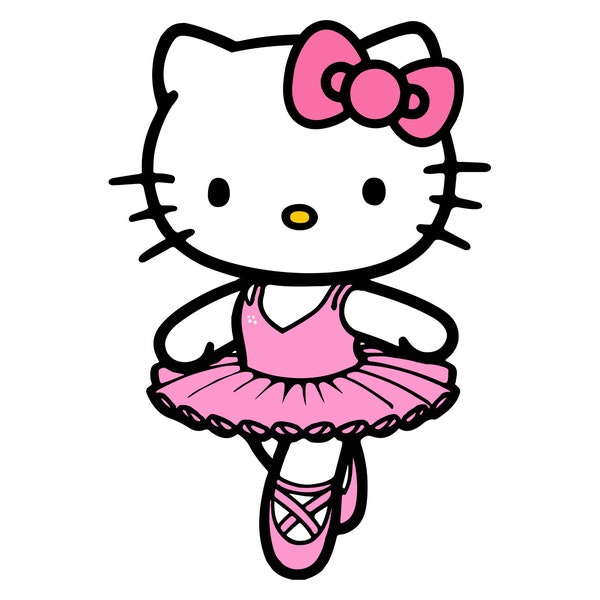 Kawaii Kitty Svg, Kawaii Kitty Png, Kawaii Kitty Ballerina Svg, Kawaii Kitty Ballerina Clipart, Ballet Svg, Ballerina Svg, Cut File, Layered