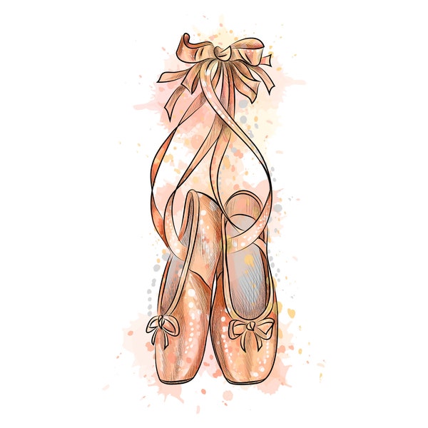 Ballet Shoes Svg, Ballet Svg, Ballet Shoes Png, Ballet Png, Watercolor Ballet Shoes SVG - Hand-Drawn Illustration for Crafts and Decor