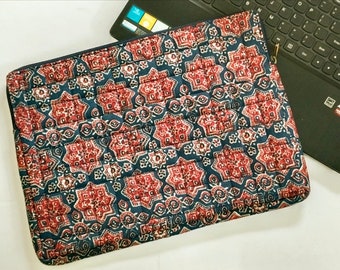 Eco -friendly , handmade quilted cotton laptop sleeve with optional personalisation