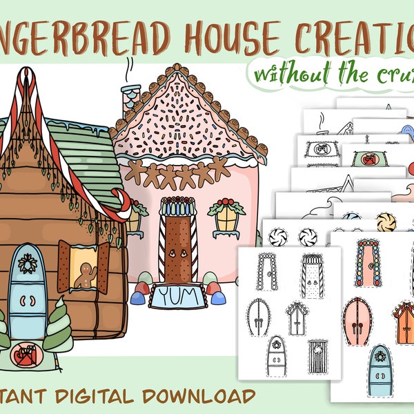 Decorate a Gingerbread House Craft Creation Kids Coloring and Playing Activity Pages Instant Digital Download for Boys and Girls