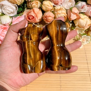 Hand-Carved Tiger&#39;s Eye Goddess Statue: Home Decor Gift, 3&#39;&#39;, Halloween gift
