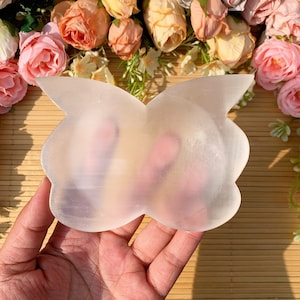 Selenite Butterfly Bowl: Crystal Charging Dish, Meditation Decor, Halloween gift