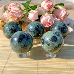 Polished Kambaba Jasper Sphere (50mm): Green Crystal Home Decor, Halloween gift