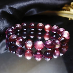 Lepidolite Bracelet: 10mm Round Gemstone Crystal, Handmade, Halloween gift