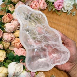 Handmade Polished Clear Quartz Bowl: Home Decor (22x13x3cm), Halloween gift