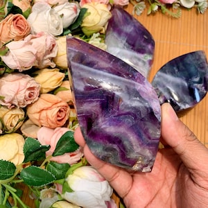 Polished Multicolor Fluorite: Free Form Healing Crystal Decor, Halloween gift