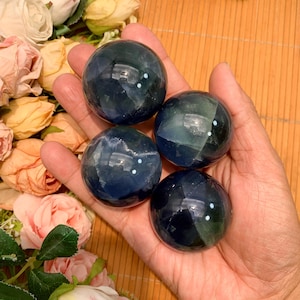 Natural Blue Fluorite Sphere (4.3cm+): Healing Crystal Home Decor, Halloween gift