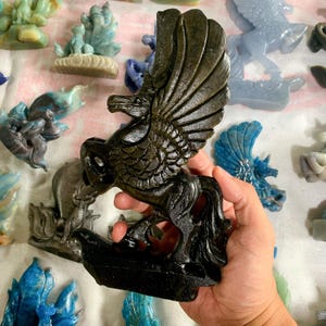 Golden Sheen Obsidian Unicorn Statue - 9.4 Inch Solar Crystal Carving, Self-Standing Abundance Talisman, Metaphysical Centerpiece Gift