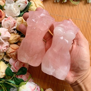 Rose Quartz Goddess Statue - Handcrafted Crystal Sculpture, Healing Decor (12cm)