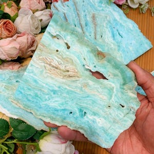 1PC  Natural Hemimorphite Slice 13cm+ | Blue Crystal Home Decor | Healing Housewarming Gift Halloween Gift