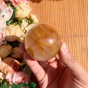 Starlight Golden Healer Sphere: 57mm Yellow Hematoid Quartz, Halloween gift
