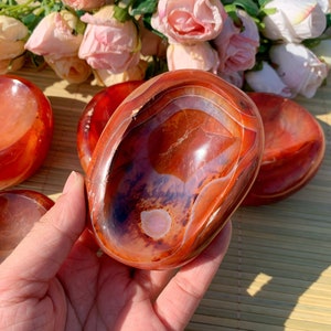 Carnelian Crystal Bowl: Red Agate Healing Stone, Home Decor, Halloween gift