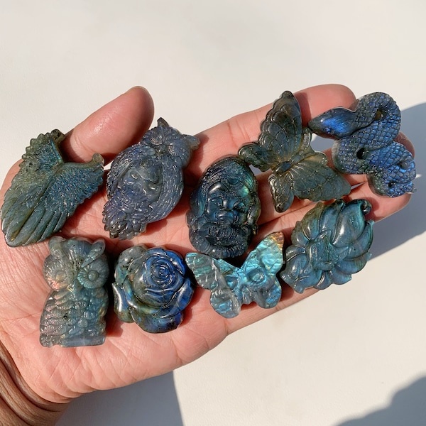 MIX Blue Labradorite Carved Animals - Natural Stone Decorations - Unique Home Decor or Thoughtful Gift - Available in 9 Varieties