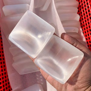 Polished Selenite Square Bowl: Natural Crystal Home Decor (7x7cm), Halloween gift