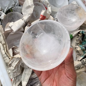 1PC Clear Quartz Carved Round Bowl, Crystal Healing Energy Decor, Unique Spiritual Gift for Home Decor & Chakra Healing, Halloween gift