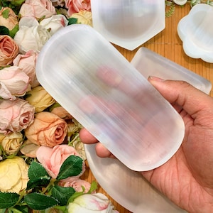 Selenite Charging Bowl: Natural Crystal Cleansing Plate, Halloween gift