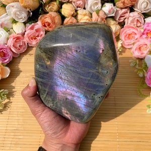 Purple Labradorite Crystal: Polished Free Form Stone for Intuition & Home Decor, Halloween gift