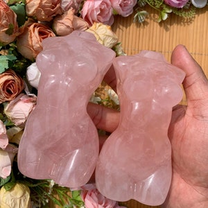 Natural Rose Quartz Goddess Model Statue - 12cm Quartz Crystal Beauty, Handcrafted Crystal Energy Sculpture for Healing & Home Decoration