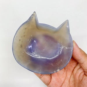 Cuenco con cabeza de gato de ágata de cristal: decoración curativa tallada, regalo de Halloween