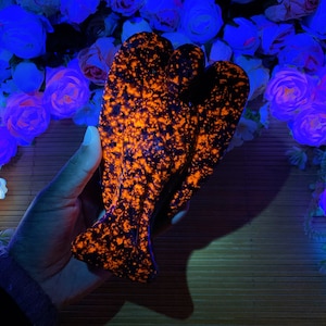 Handmade Polished Yooperlite Angel: Fluorescent Sodalite Crystal, 5.5&quot;, Halloween gift