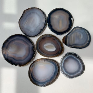 Crystal Gifts: Polished Blue Agate Slice,  High Quality Healing Crystal for Positive Energy, Perfect for Spiritual Enthusiasts