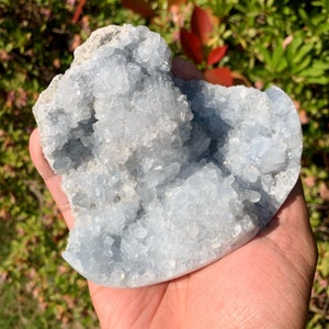 Raw Blue Celestite Cluster: Madagascar Healing Crystal Geode, Christmas gift