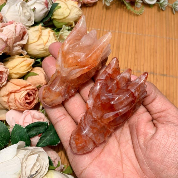 1PC Fire Quartz Dragon Head Carving, Handcrafted Crystal Statue for Reiki  Healing, Unique Home Decor Gift for Women Crystal Lovers