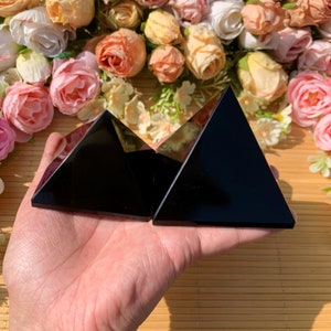 4cm 5cm 6cm 7cm 8cm 9cm 10cm Black Obsidian Pyramid  Black Obsidian Crystal Pyramid Stone Mineral Specimen Pyramid Healing Crystals