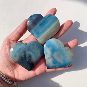 Artisan Blue Trolleite Heart: Healing Crystal Decor, Halloween gift