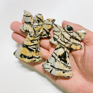 Dendritic Jasper Crystal Fairy: Carved Healing Stone, Meditation Decor, Halloween gift