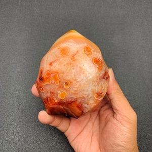 Polished Carnelian Flame: 900g Healing Crystal, Home Decor, Halloween gift