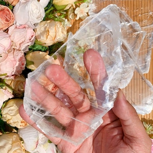 1PC Raw Selenite Crystal Slice, Clear Selenite Charging Plate, Rough Selenite Slab, Cleansing Selenite Slice, Selenite Slab, Gifts