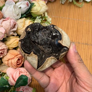Natural Septarian Black Geode Heart | Healing Crystal | Home Decor | Gift for Crystal Lovers, s Halloween Gift