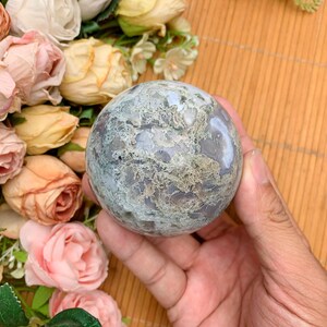 1PC Natural Moss Agate Sphere - 7cm High-Quality Crystal Ball, Clear Patterns, Healing Crystal, Unique Gift for Men & Women Halloween Gift