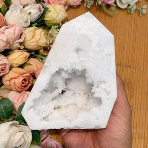 690G Natural Clear Quartz Geode Tower | Healing Crystal | Home Decor | Free Form, s Halloween Gift