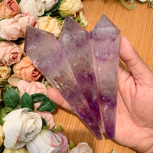 15cm+ Premium Amethyst Wand Pillar - Elegant  Light Purple Crystal for Home Decor and Birthday Gifts Halloween Gift, Halloween gift