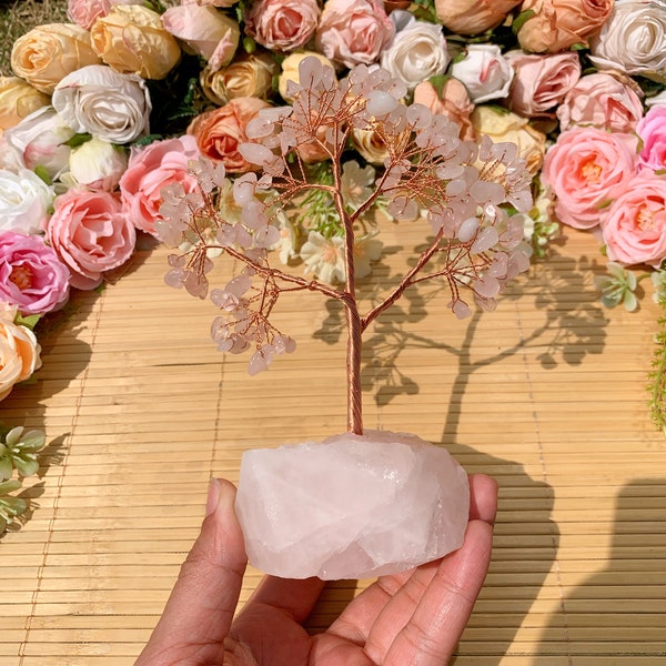 1pc 15cm natural handmade crystal tree rose quartz stone feng shui tree of life healing energy chakra crystal home decor crystal gifts