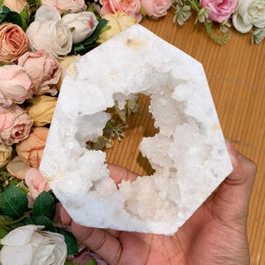 570g Natural Clear Quartz Geode Tower | Free Form | Healing Crystal | Home Decor | Housewarming Gift, s Halloween Gift