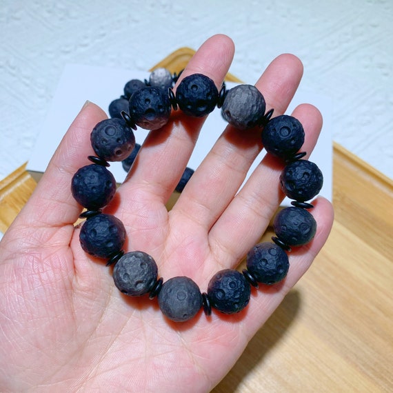 Natural Silver Obsidian Meteorite Bracelet Silver Obsidian Moon