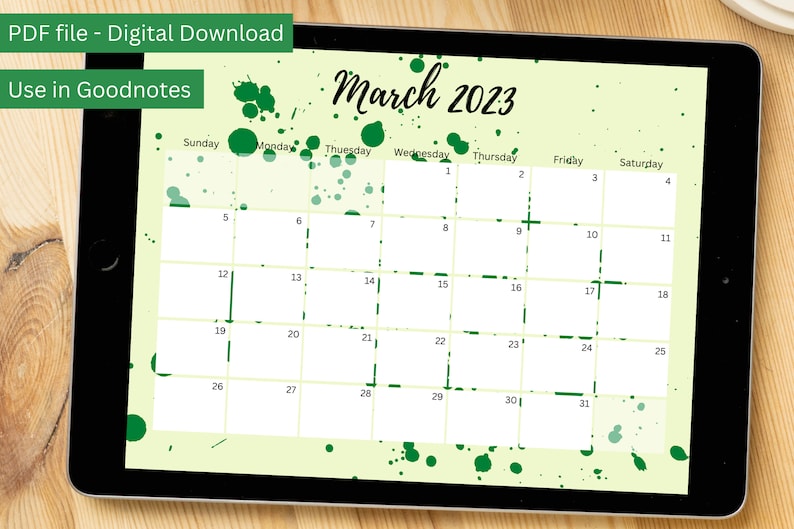 2023 Calendar 12 Month Calendar 23 Digital Download PDF Etsy