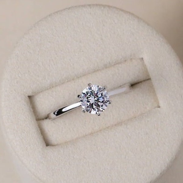 925 Sterling Silver| 14K Gold Moissanite Engagement Ring |  Solitaire Ring | Unique Moissanite Ring | Gold Ehering  Velobungs ring