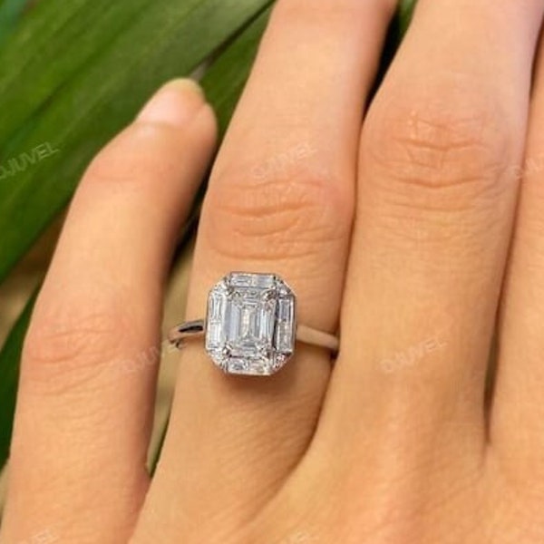 1.8CT Emerald Cut Moissanite Engagement Ring | High-Quality Wedding Ring | Anniversary Ring | Solitaire Ring | Diamond Ring | Statement Ring