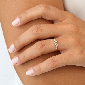 Silber Verlobungsring Den ganzen Tag tragen Diamant Ring Solitär Verlobungsring Geschenk für Sie Multi Stein Ring Bild 1